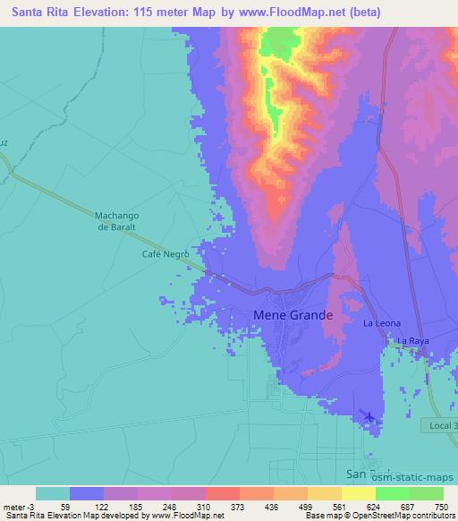 Santa Rita,Venezuela Elevation Map