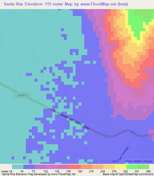 Santa Rita,Venezuela Elevation Map