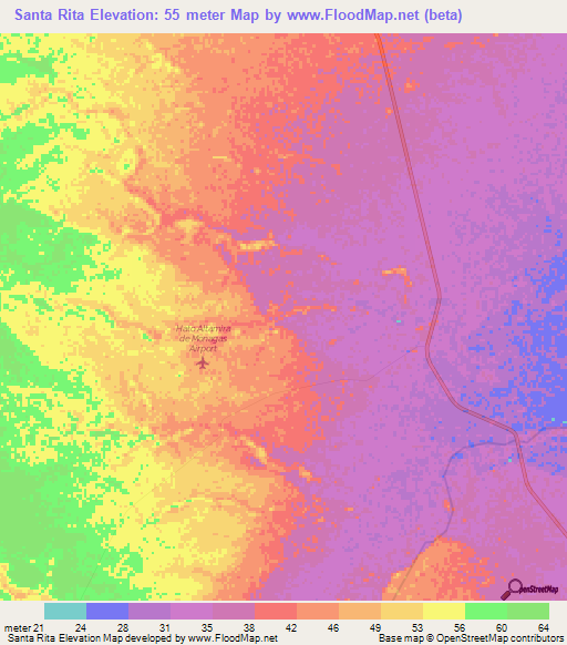 Santa Rita,Venezuela Elevation Map