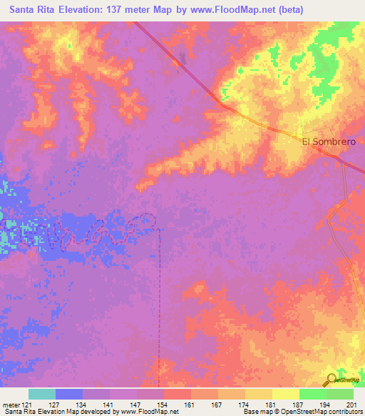 Santa Rita,Venezuela Elevation Map