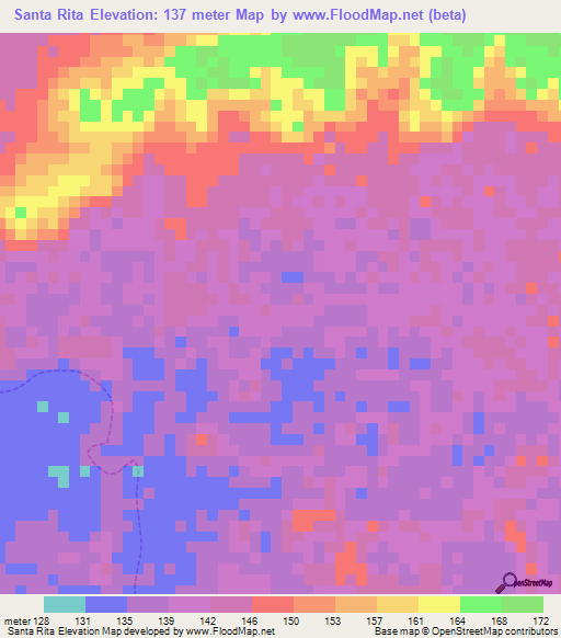 Santa Rita,Venezuela Elevation Map