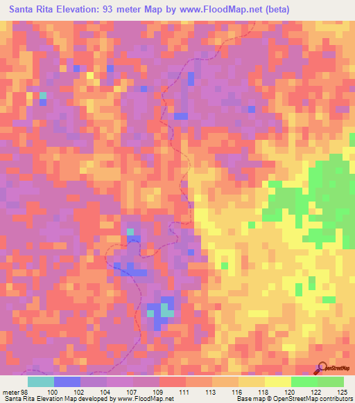 Santa Rita,Venezuela Elevation Map