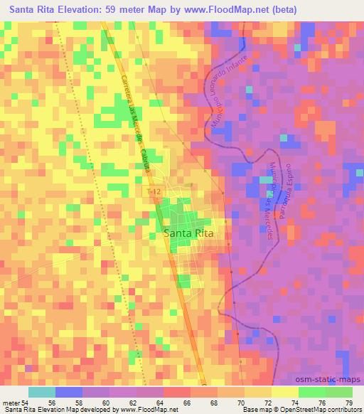 Santa Rita,Venezuela Elevation Map