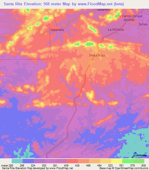 Santa Rita,Venezuela Elevation Map