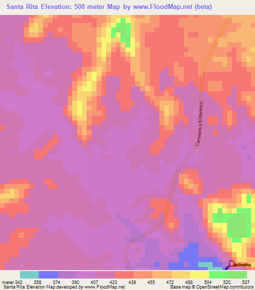 Santa Rita,Venezuela Elevation Map