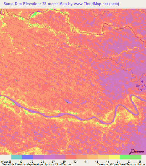 Santa Rita,Venezuela Elevation Map