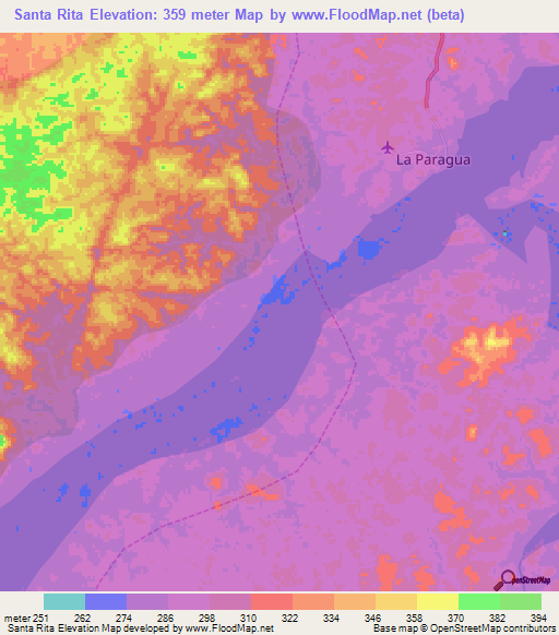 Santa Rita,Venezuela Elevation Map