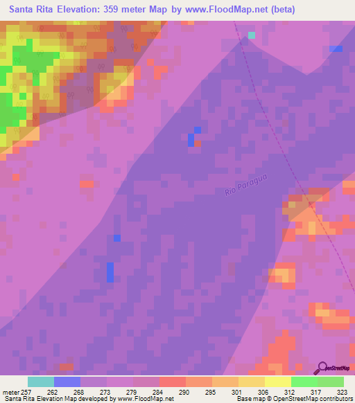 Santa Rita,Venezuela Elevation Map