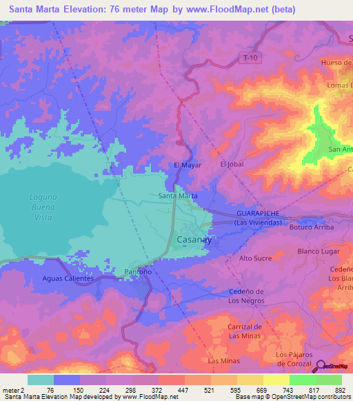 Santa Marta,Venezuela Elevation Map
