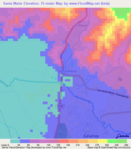 Santa Marta,Venezuela Elevation Map