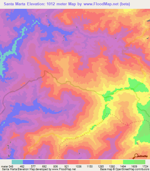 Santa Marta,Venezuela Elevation Map