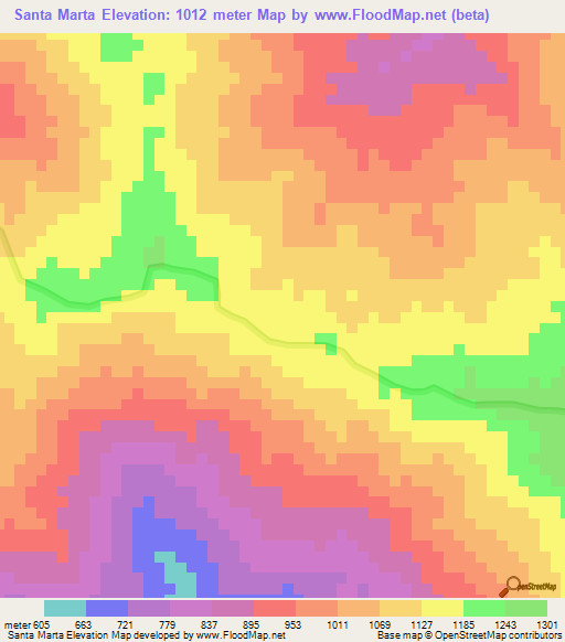 Santa Marta,Venezuela Elevation Map