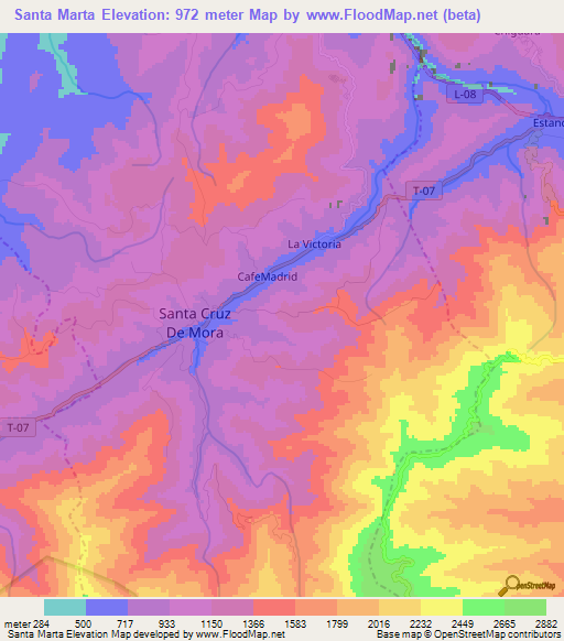 Santa Marta,Venezuela Elevation Map