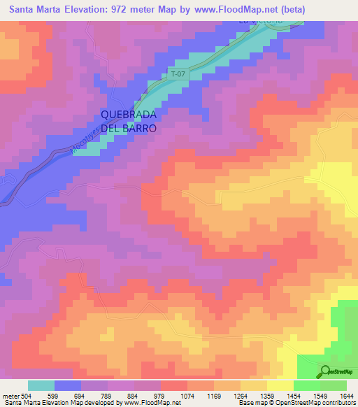 Santa Marta,Venezuela Elevation Map