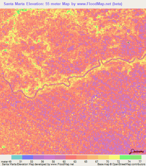 Santa Marta,Venezuela Elevation Map