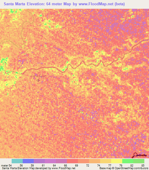 Santa Marta,Venezuela Elevation Map