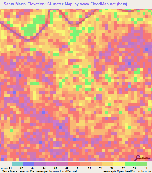 Santa Marta,Venezuela Elevation Map