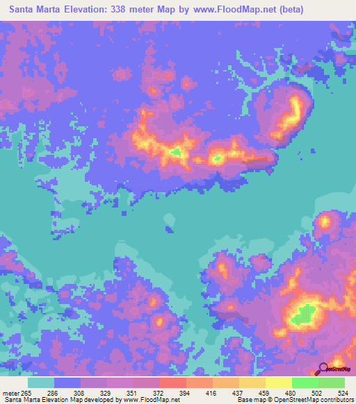Santa Marta,Venezuela Elevation Map