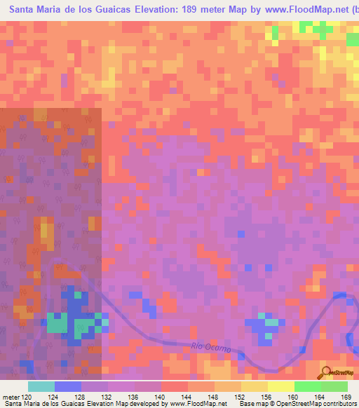 Santa Maria de los Guaicas,Venezuela Elevation Map
