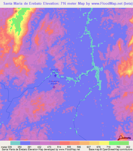 Santa Maria de Erebato,Venezuela Elevation Map