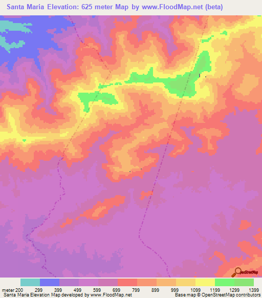 Santa Maria,Venezuela Elevation Map