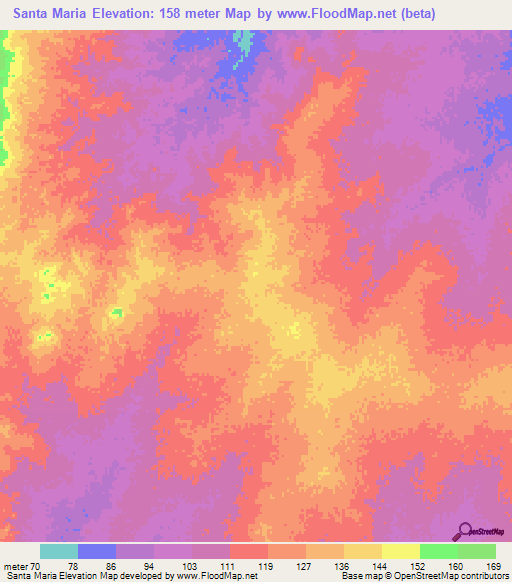 Santa Maria,Venezuela Elevation Map