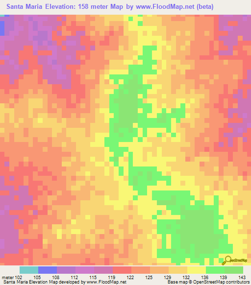 Santa Maria,Venezuela Elevation Map