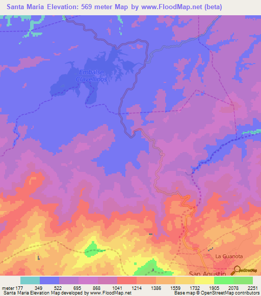 Santa Maria,Venezuela Elevation Map