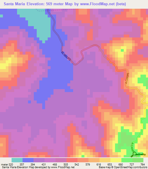 Santa Maria,Venezuela Elevation Map