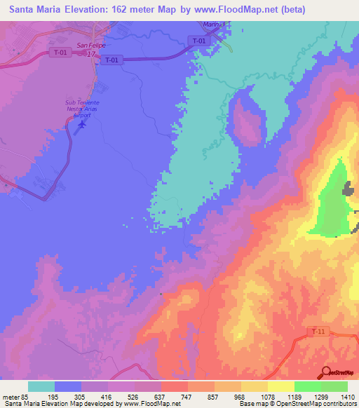 Santa Maria,Venezuela Elevation Map