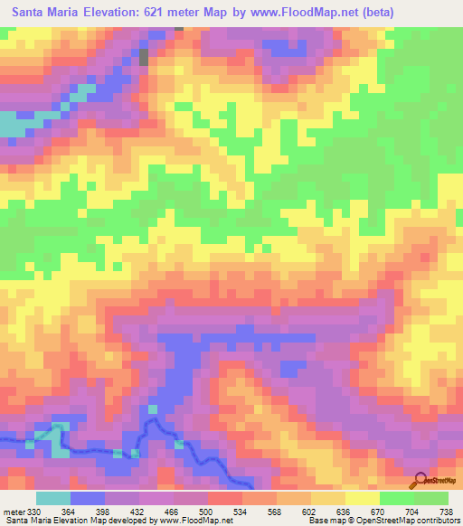 Santa Maria,Venezuela Elevation Map