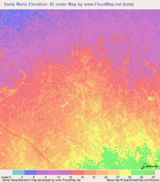 Santa Maria,Venezuela Elevation Map