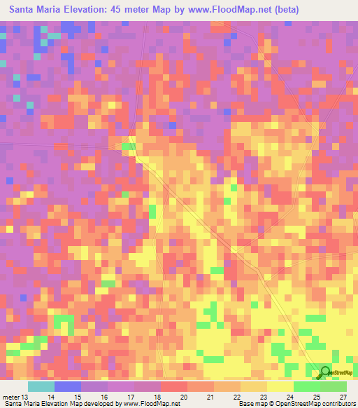 Santa Maria,Venezuela Elevation Map