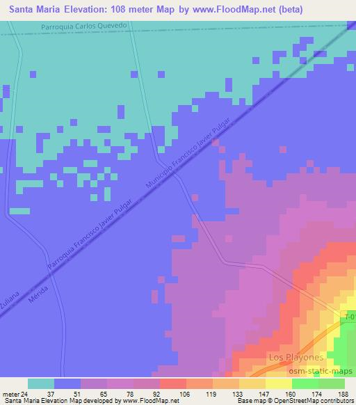 Santa Maria,Venezuela Elevation Map
