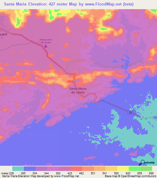 Santa Maria,Venezuela Elevation Map