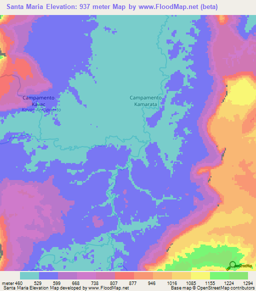 Santa Maria,Venezuela Elevation Map