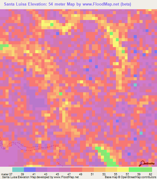 Santa Luisa,Venezuela Elevation Map