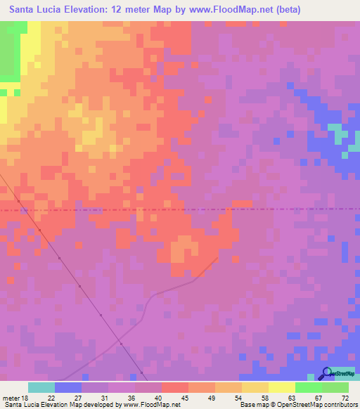 Santa Lucia,Venezuela Elevation Map