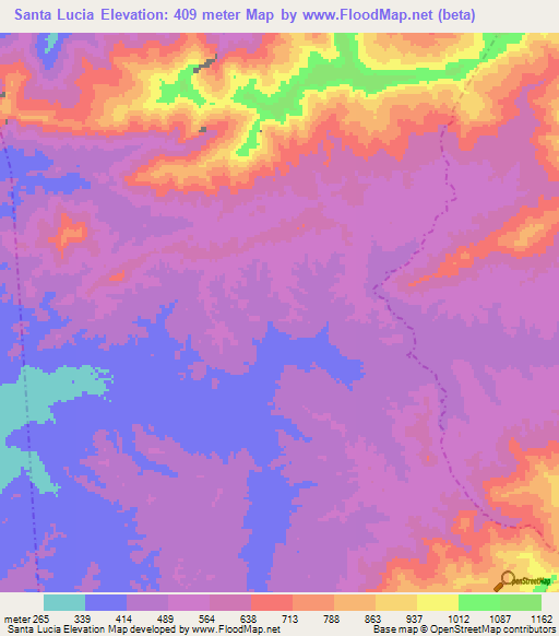 Santa Lucia,Venezuela Elevation Map
