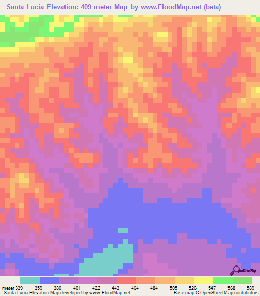 Santa Lucia,Venezuela Elevation Map