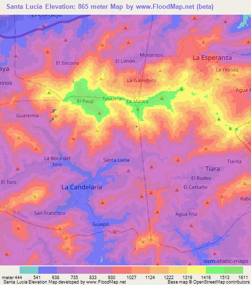Santa Lucia,Venezuela Elevation Map