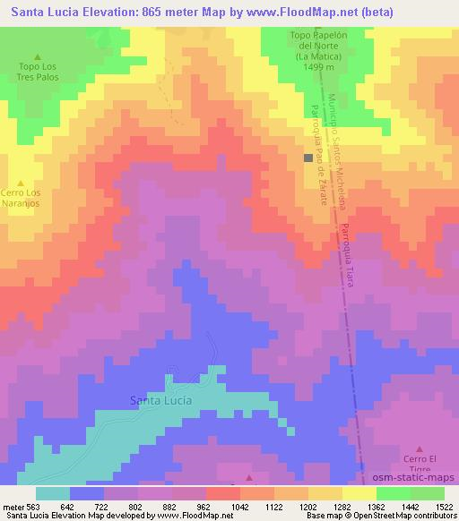 Santa Lucia,Venezuela Elevation Map