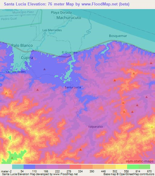 Santa Lucia,Venezuela Elevation Map