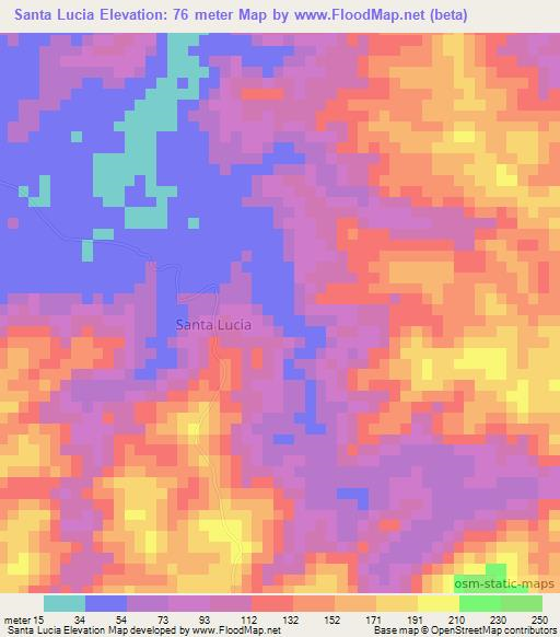 Santa Lucia,Venezuela Elevation Map