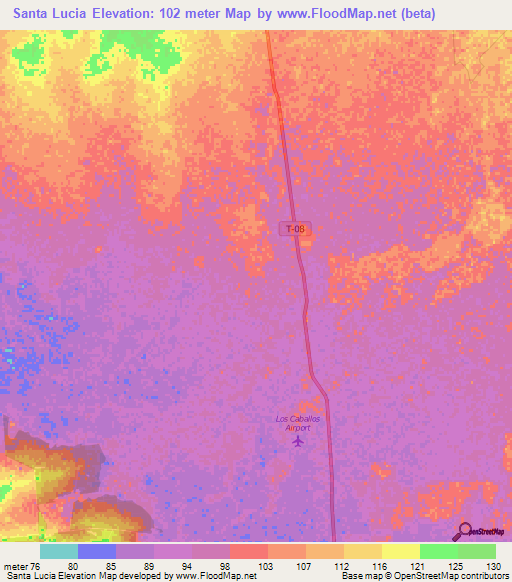 Santa Lucia,Venezuela Elevation Map