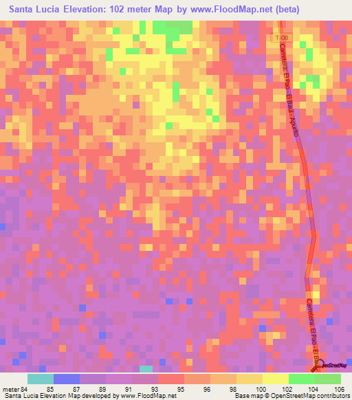Santa Lucia,Venezuela Elevation Map