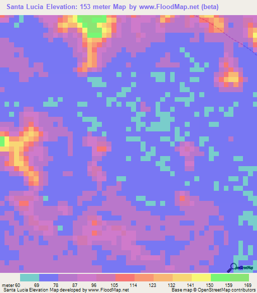 Santa Lucia,Venezuela Elevation Map
