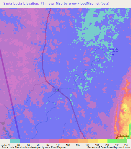 Santa Lucia,Venezuela Elevation Map