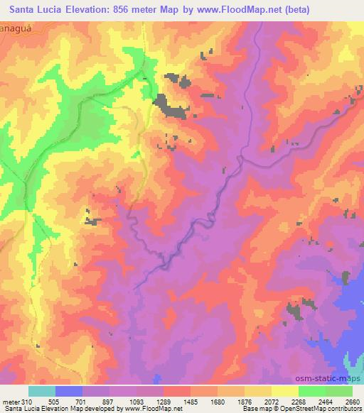 Santa Lucia,Venezuela Elevation Map