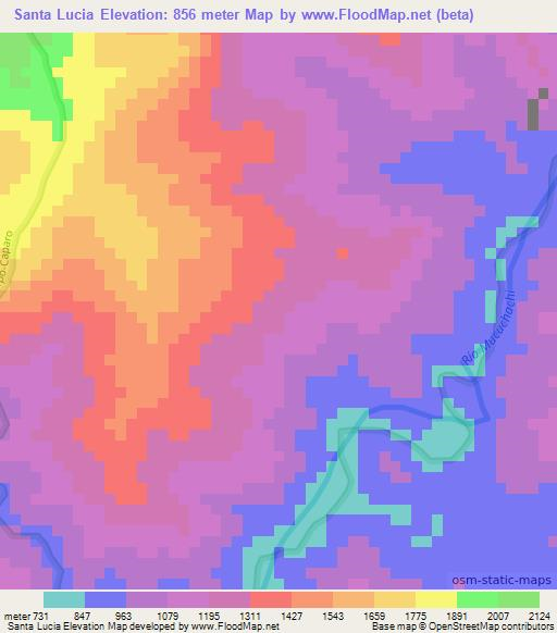 Santa Lucia,Venezuela Elevation Map